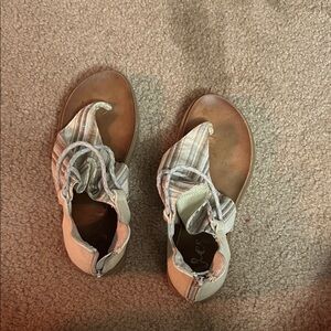 Very G Tan and Cream Striped Sandals